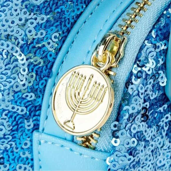 Loungefly Disney Mickey Mouse Hanukkah Sequin Glow Mini Backpack - Picture 4 of 8